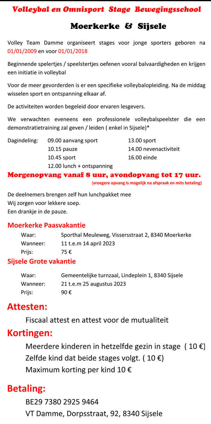 Info stage Volleybal